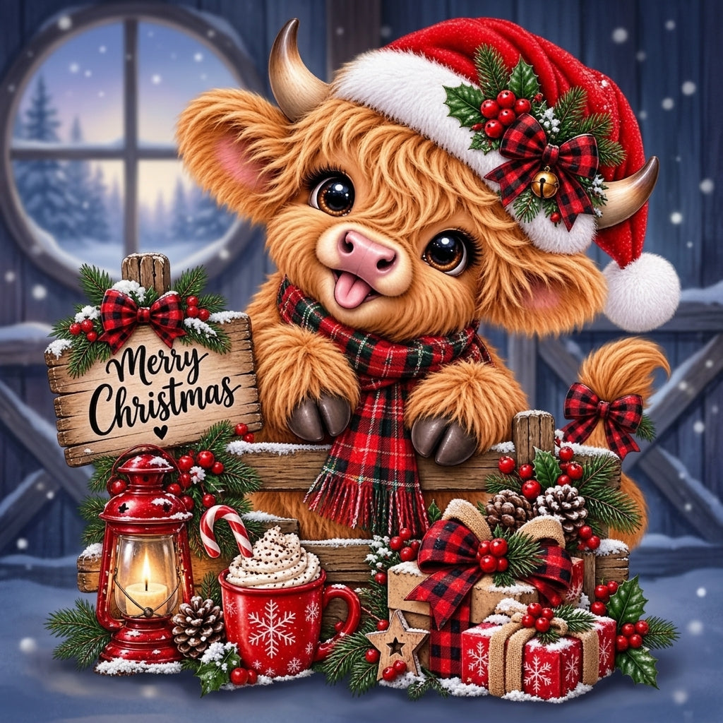 A Very Merry Highland Christmas Cow