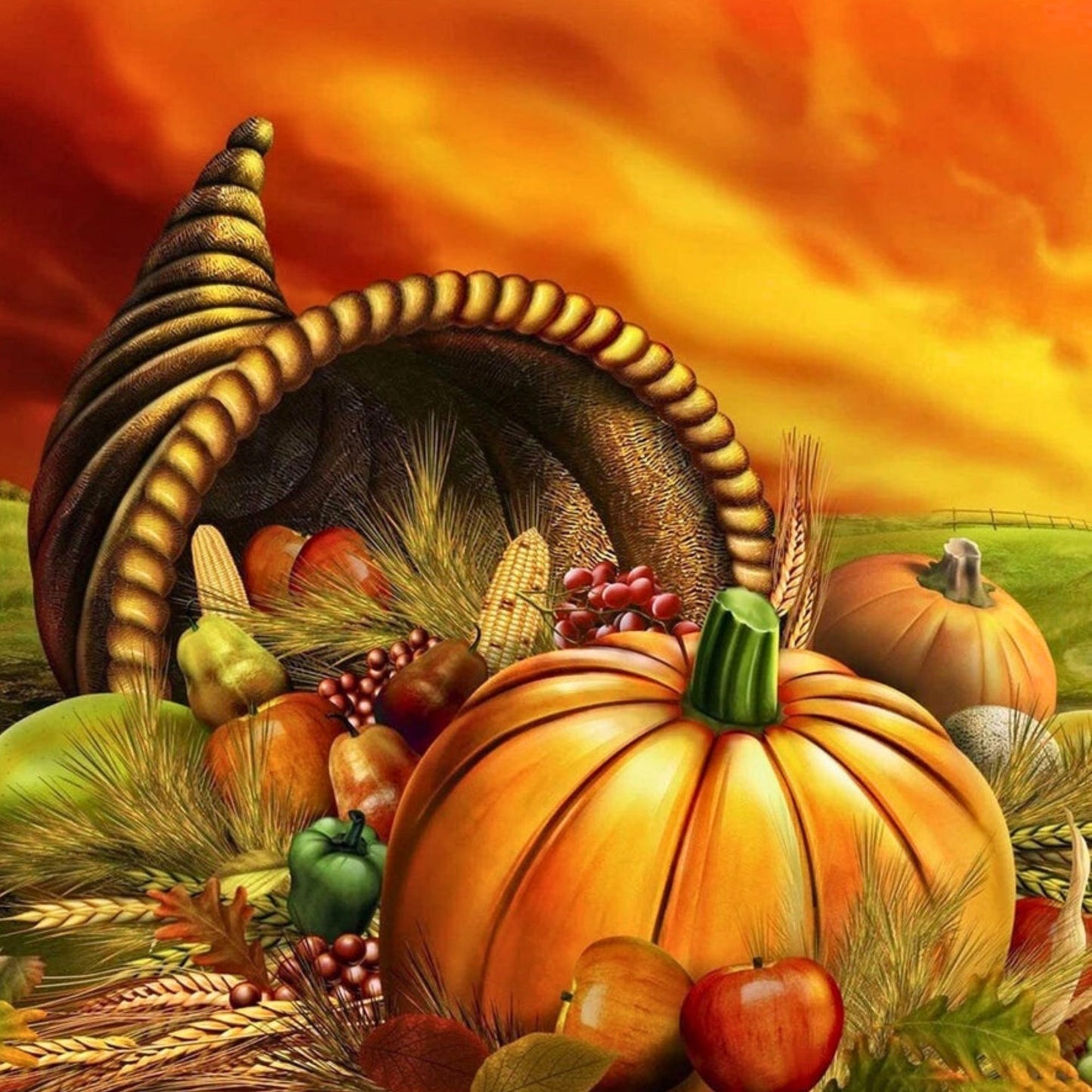Cornucopia, pumpkins DIY Diamond Art Kit