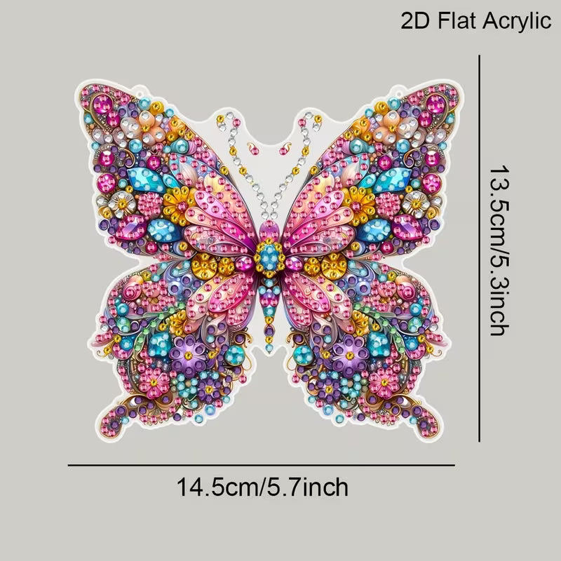 Pink Butterfly Sun Catcher DIY Diamond Art Kit