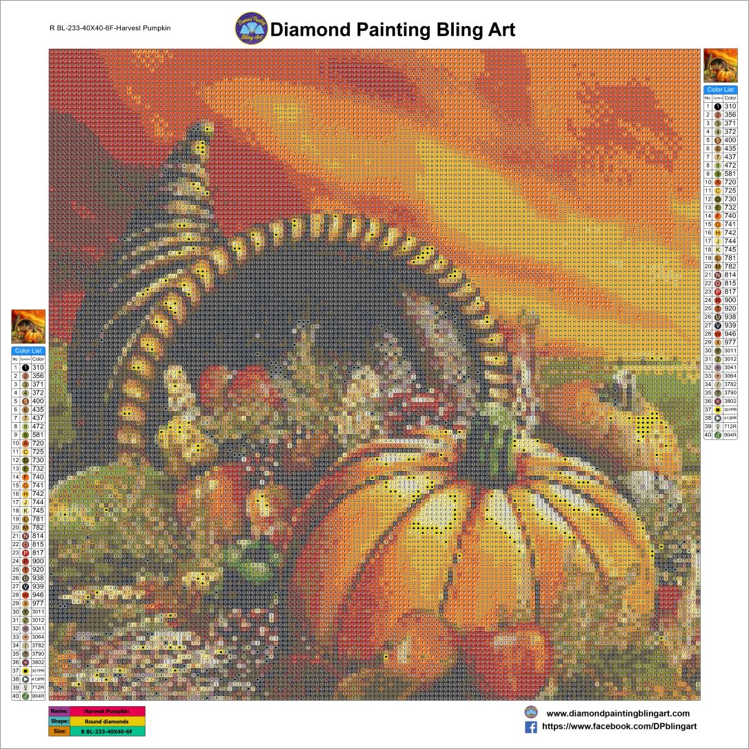Cornucopia, pumpkins DIY Diamond Art Kit Round diamond drill