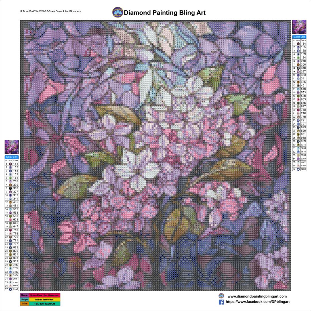 RBL-408-40X40CM-8F-StainGlassLilacBlossoms