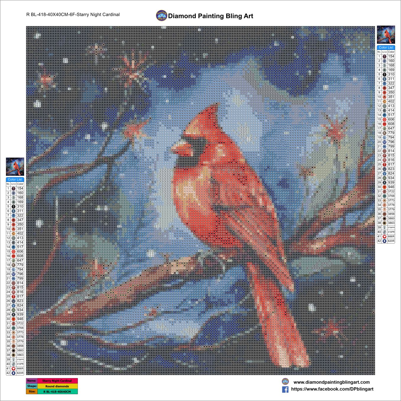 RBL-418-40X40CM-6F-StarryNightCardinal