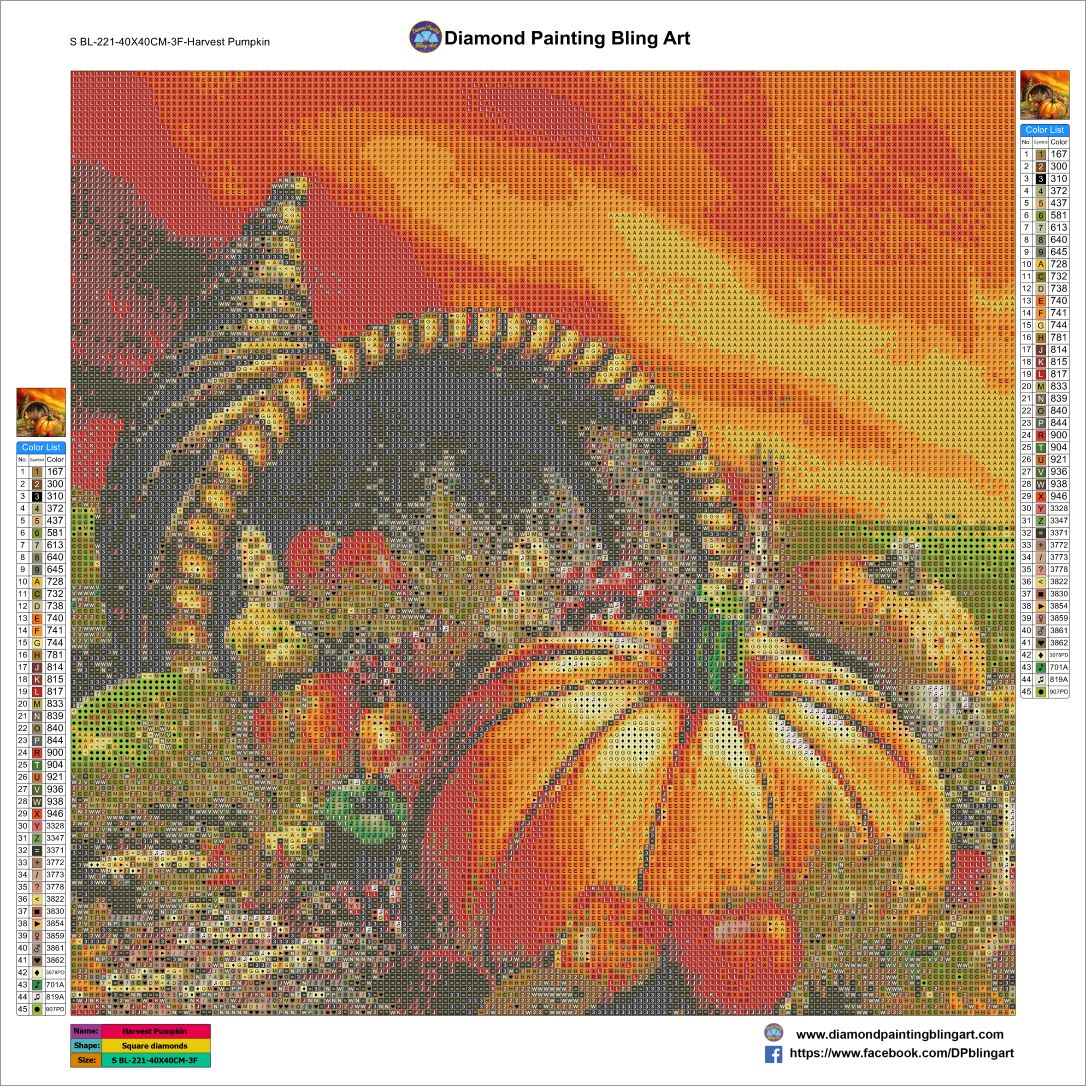 Cornucopia, pumpkins DIY Diamond Art Kit