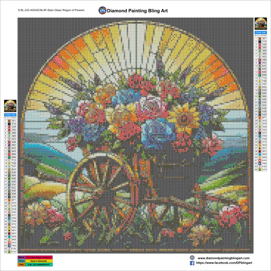 Wagon of Flowers Stain Glass
