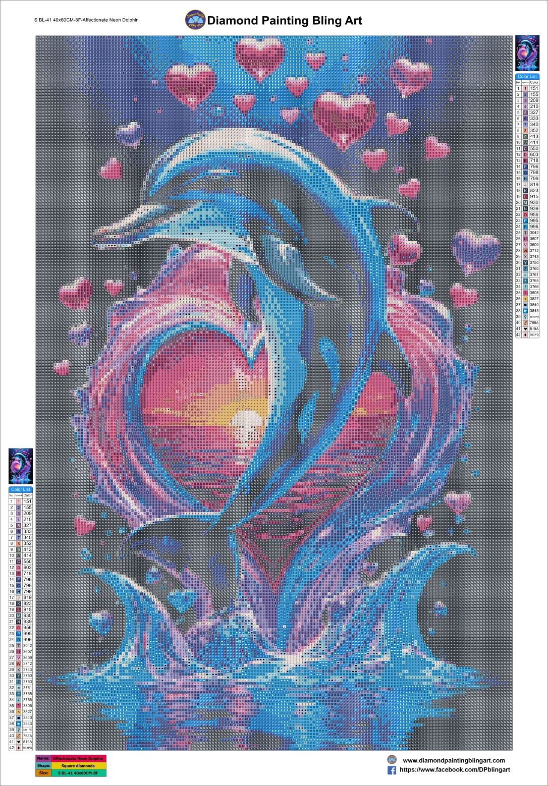 Affectionate Neon Dolphin 40x60cm (16"x24") - Diamond Painting Bling Art