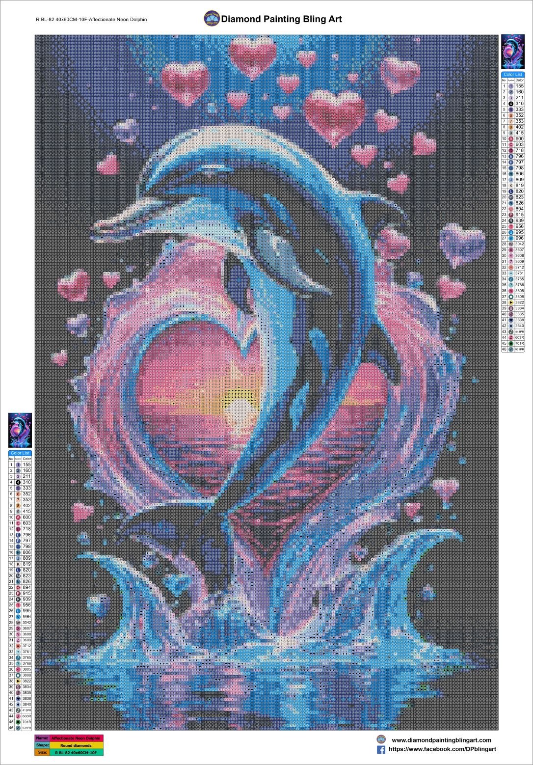 Affectionate Neon Dolphin 40x60cm (16"x24") - Diamond Painting Bling Art
