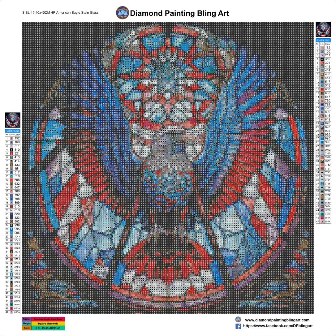 American Eagle Stain Glass - Diamond Painting Bling Art