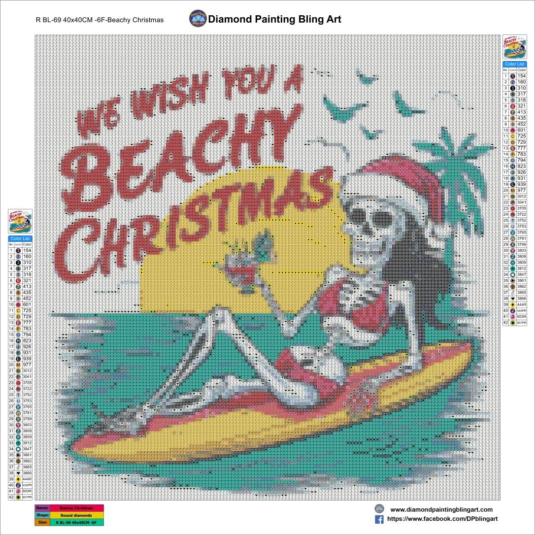 Beachy Christmas 40x40cm (16"x16") - Diamond Painting Bling Art