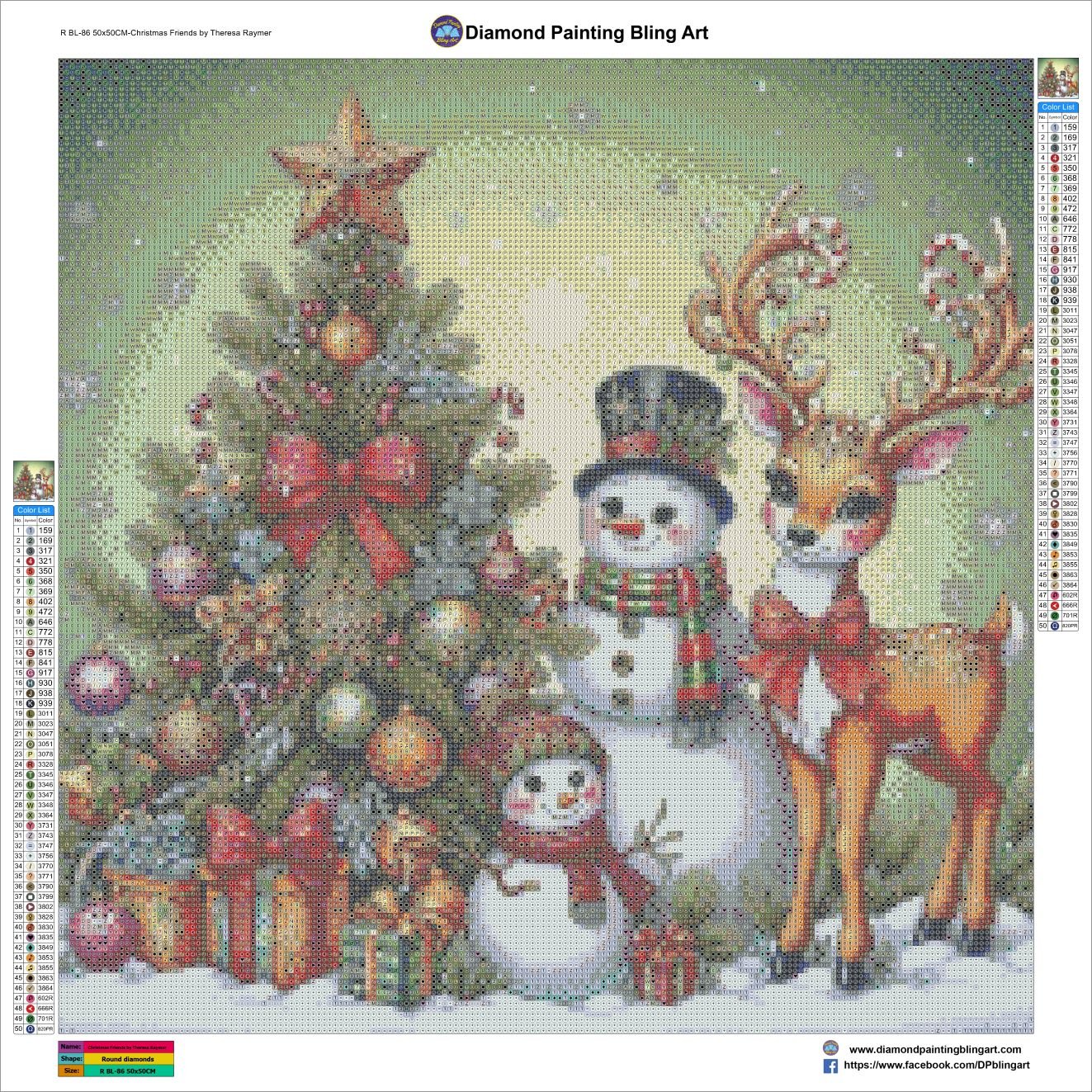 Christmas Friends by Theresa Raymer 50x50cm (20"x20") - Diamond Painting Bling Art