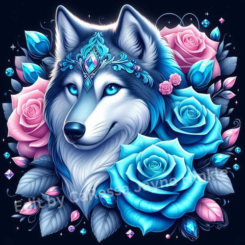 Diamond Blue Wolf by CaRessa Jayne Hinkle - Diamond Painting Bling Art