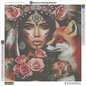 Indian Girl and her Fox by CaRessa Jayne Hinkle - Diamond Painting Bling Art