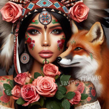 Load image into Gallery viewer, Indian Girl and her Fox by CaRessa Jayne Hinkle - Diamond Painting Bling Art
