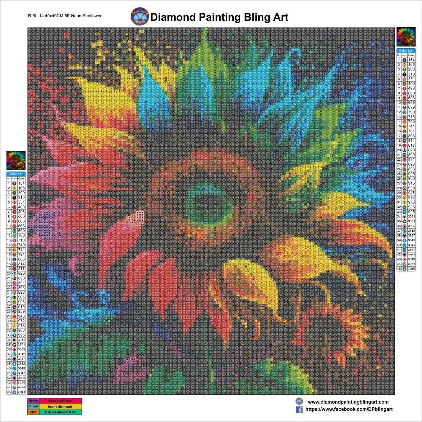 Neon Sunflower - Diamond Painting Bling Art