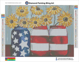 Patriotic Sunflower Jars - Diamond Painting Bling Art