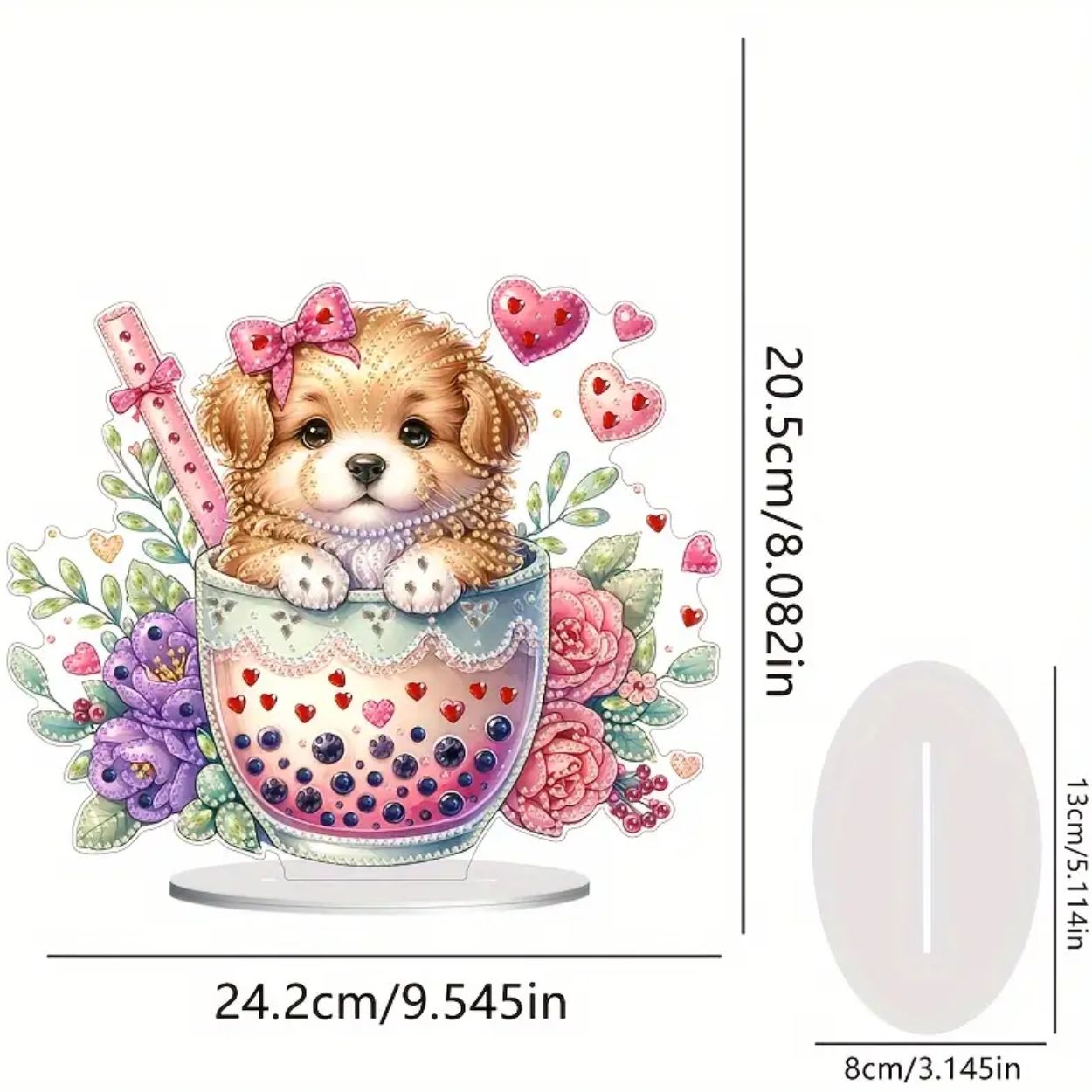 Pup in a Tea Cup Acrylic Table Top Stand
