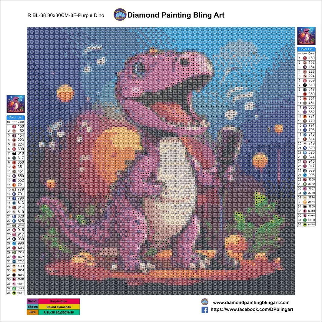 Purple Baby Dinosaur - Diamond Painting Bling Art