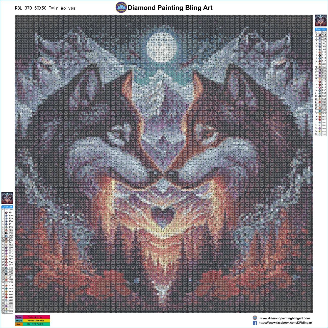Twin Wolves by CaRessa Jayne Hinkle - Diamond Painting Bling Art