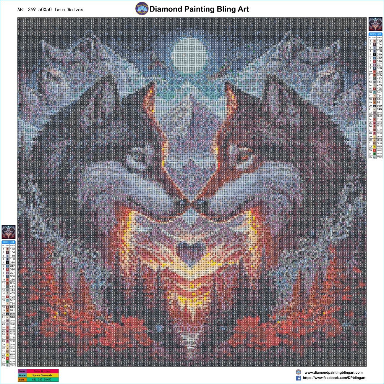Twin Wolves by CaRessa Jayne Hinkle - Diamond Painting Bling Art