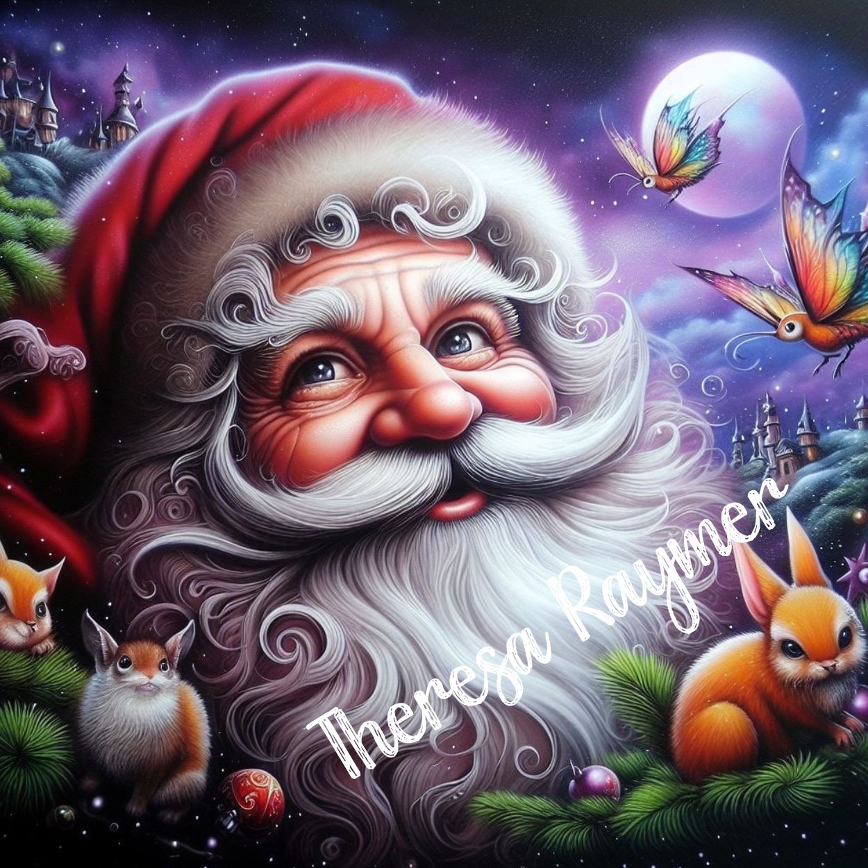 Whimsical Santa by Theresa Raymer 50x50cm (20"x20") - Diamond Painting Bling Art