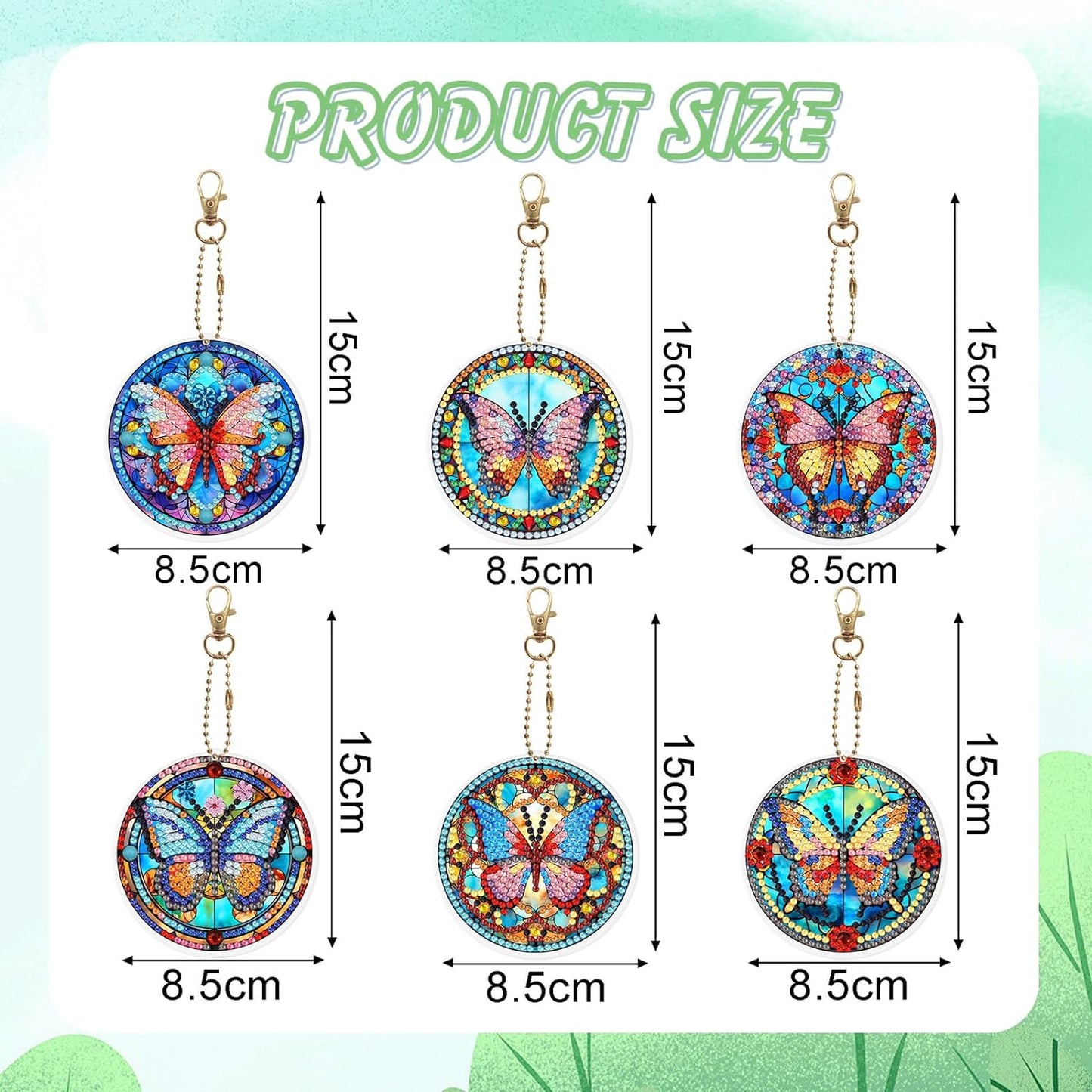 Butterfly Stain Glass Key Chains - Diamond Painting Bling Art
