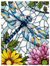 Load image into Gallery viewer, Crystal Dragonfly and Flowers Stained Glass - Diamond Painting Bling Art
