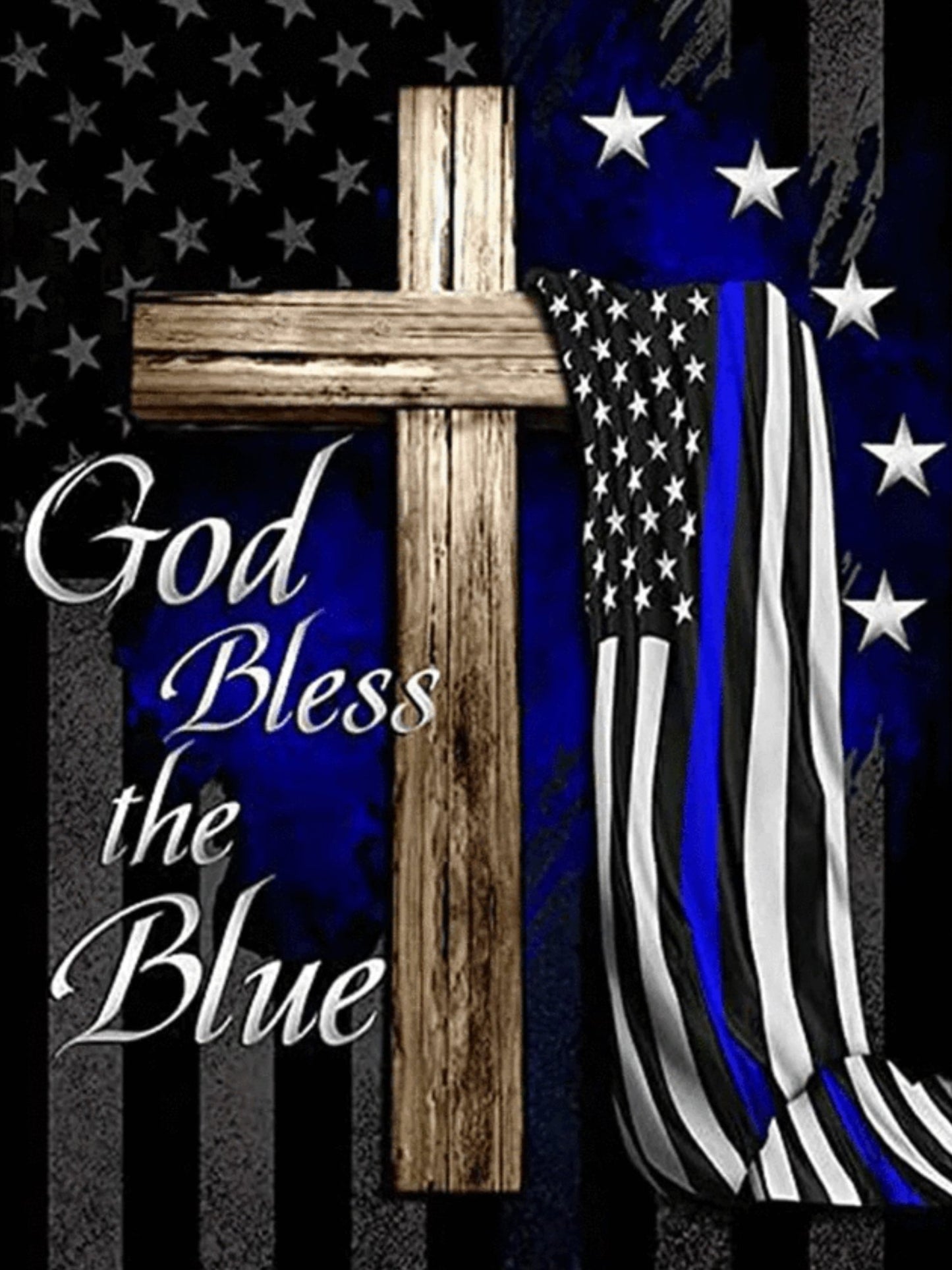 God Bless the Blue - Diamond Painting Bling Art