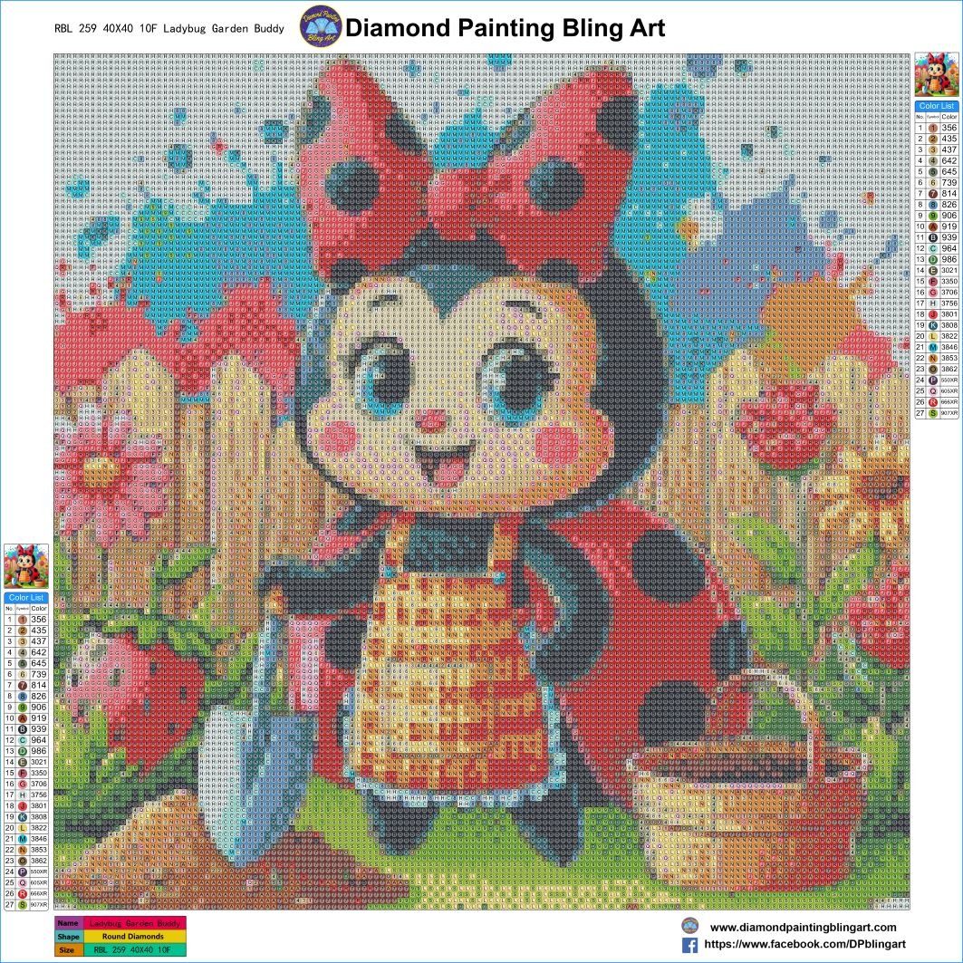 Ladybug Garden Buddy - Diamond Painting Bling Art
