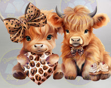 Load image into Gallery viewer, Leopard Love Heart Highland Cows - Diamond Painting Bling Art
