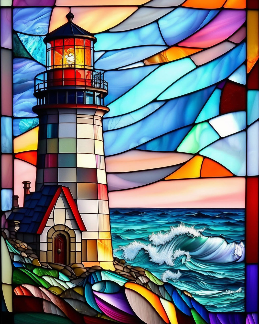 Lighthouse Stain Glass - Diamond Painting Bling Art