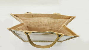Linen Waterproof Handbag/Tote - top view of inside of bag