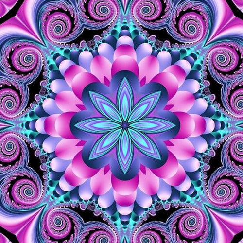 Purple, pink black spiral mandala diy diamond art kit