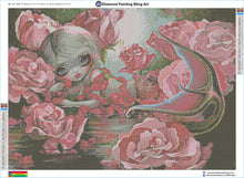Load image into Gallery viewer, Mermaid with Pink Roses by Jasmine Becket-Griffith - Diamond Painting Bling Art
