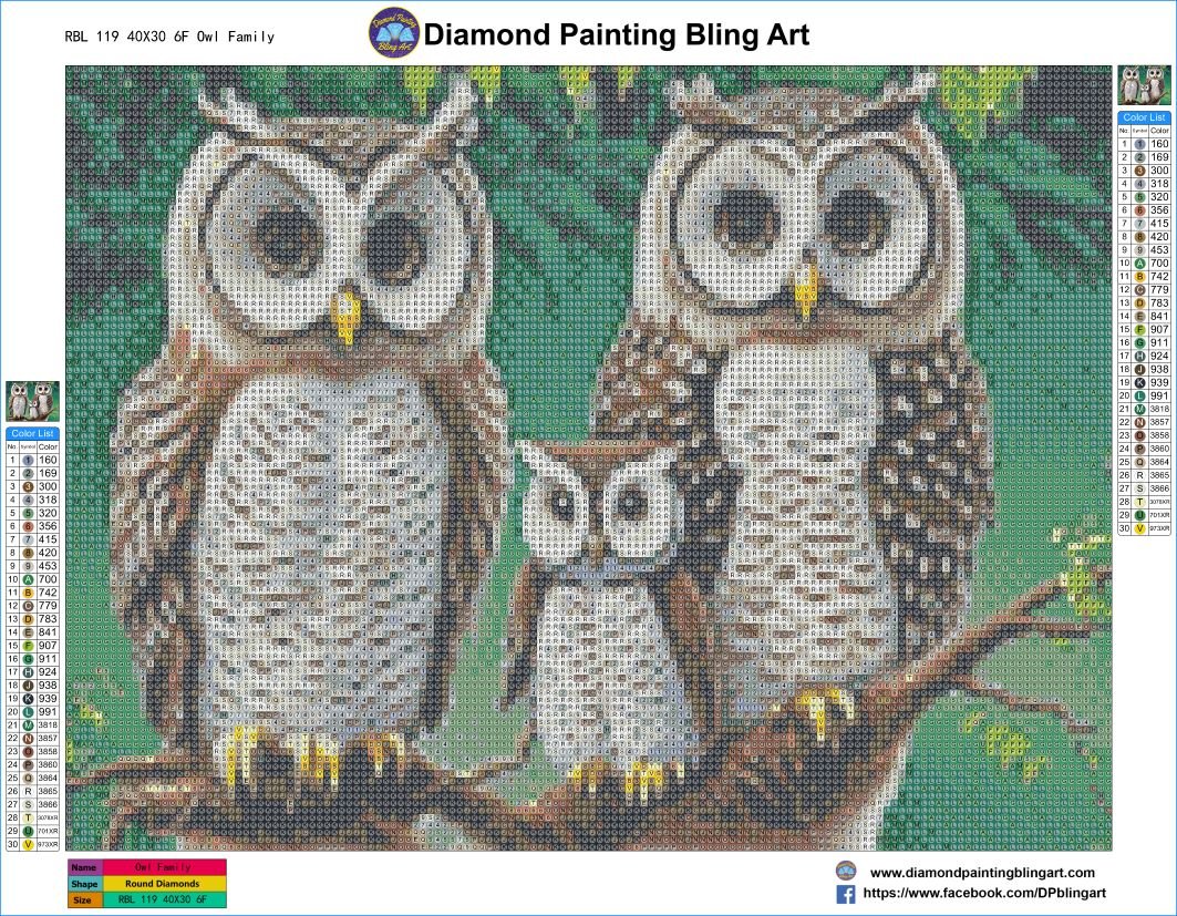 Diamond Art Kit 20x 16 Advanced Stain Glass Owl