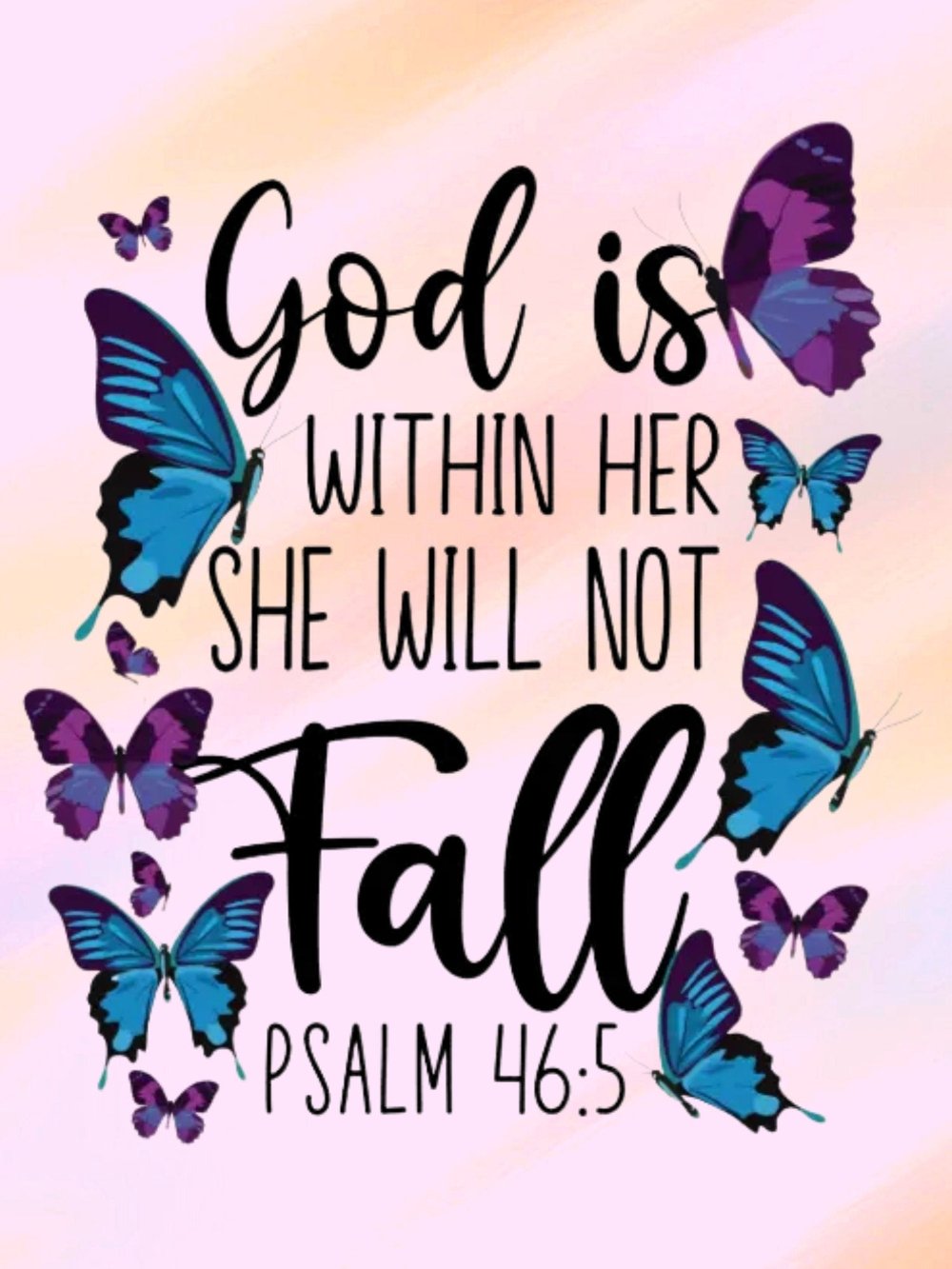 Psalm 46:5 with blue and purple butterfly DIY - Diamond Painting Bling Art