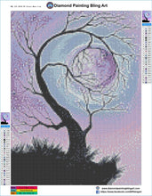 Load image into Gallery viewer, Purple Moon Tree - Diamond Painting Bling Art
