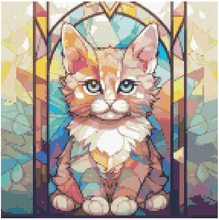 Load image into Gallery viewer, Stain Glass Cat - Diamond Painting Bling Art
