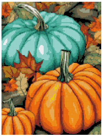 Teal & Orange Pumpkins - Diamond Painting Bling Art