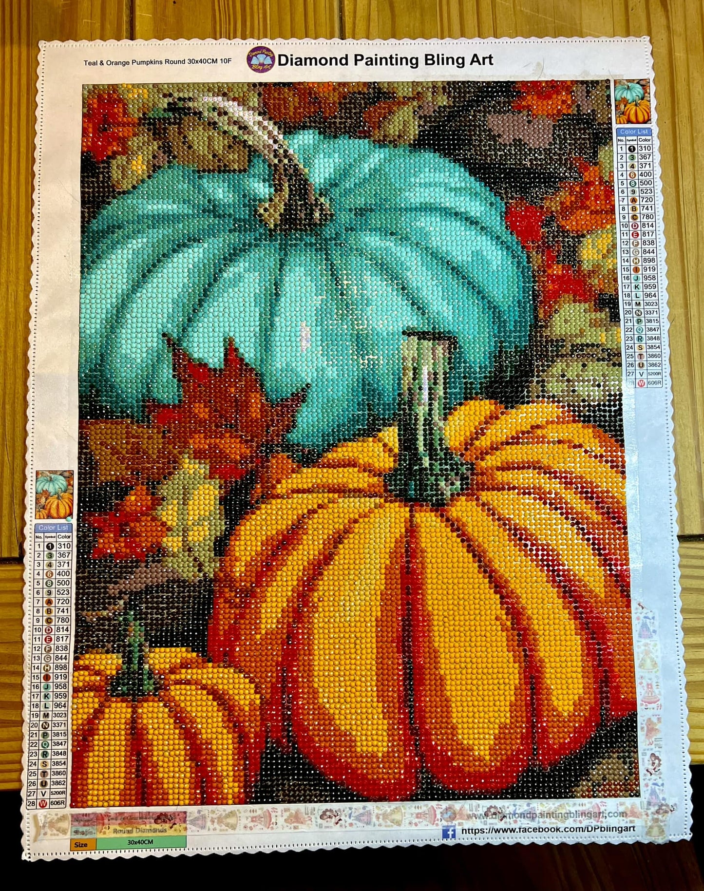 Teal & Orange Pumpkins - Diamond Painting Bling Art
