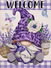 Load image into Gallery viewer, Welcome Lavender Gnome - Diamond Painting Bling Art
