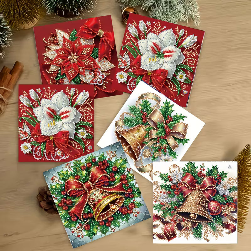 Bells & Poinsettia Assorted DIY Greeting Card Set (Set of 6)