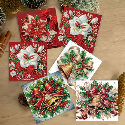 Bells & Poinsettia Assorted DIY Greeting Card Set (Set of 6)