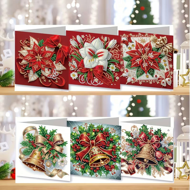 Bells & Poinsettia Assorted DIY Greeting Card Set (Set of 6)