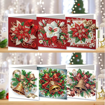 Bells & Poinsettia Assorted DIY Greeting Card Set (Set of 6)