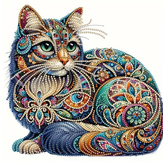 Partial Diamond Art Cat