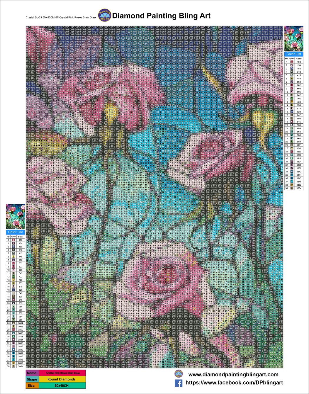 Crystal Pink Roses Stain Glass