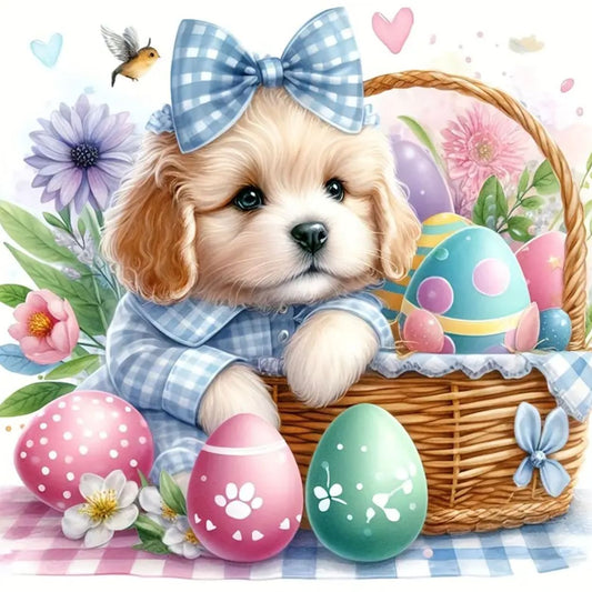 Springtime Pup and Eggs