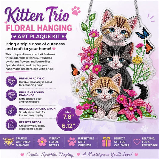 Kitten Trio Floral Hanging