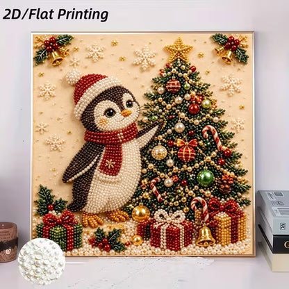 Festive Penguin & Christmas Tree