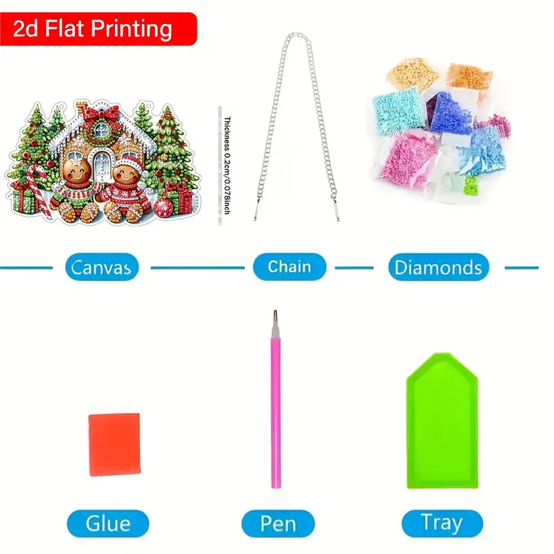 set of tools and hardware for gingerbread couple diamond art hanging kit