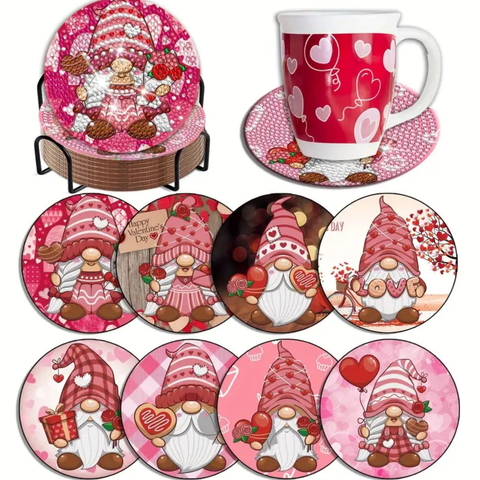 Valentine Gnome Coaster Set – Diamond Painting Bling Art